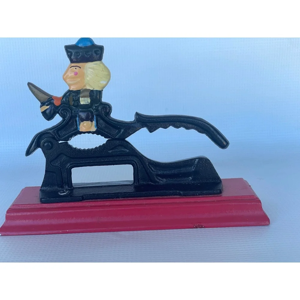 Unbranded Cast Iron Nutcracker Nautical Soldier Red Base Good Vintage Lever